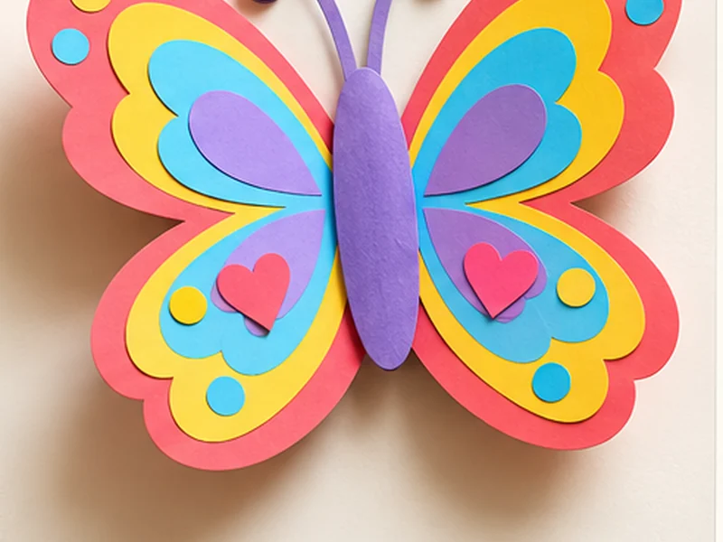 Handmade colourful paper butterfly with layered wings